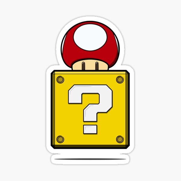 Mario Block Stickers Redbubble - mario fireball weapon throwing fireballs roblox