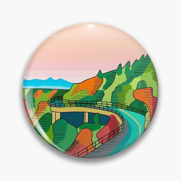 Item preview, Beautiful Blue Ridge Parkway - Aesthetic Highway Sunset Vintage Drawing / Art designed and sold by 420igor.