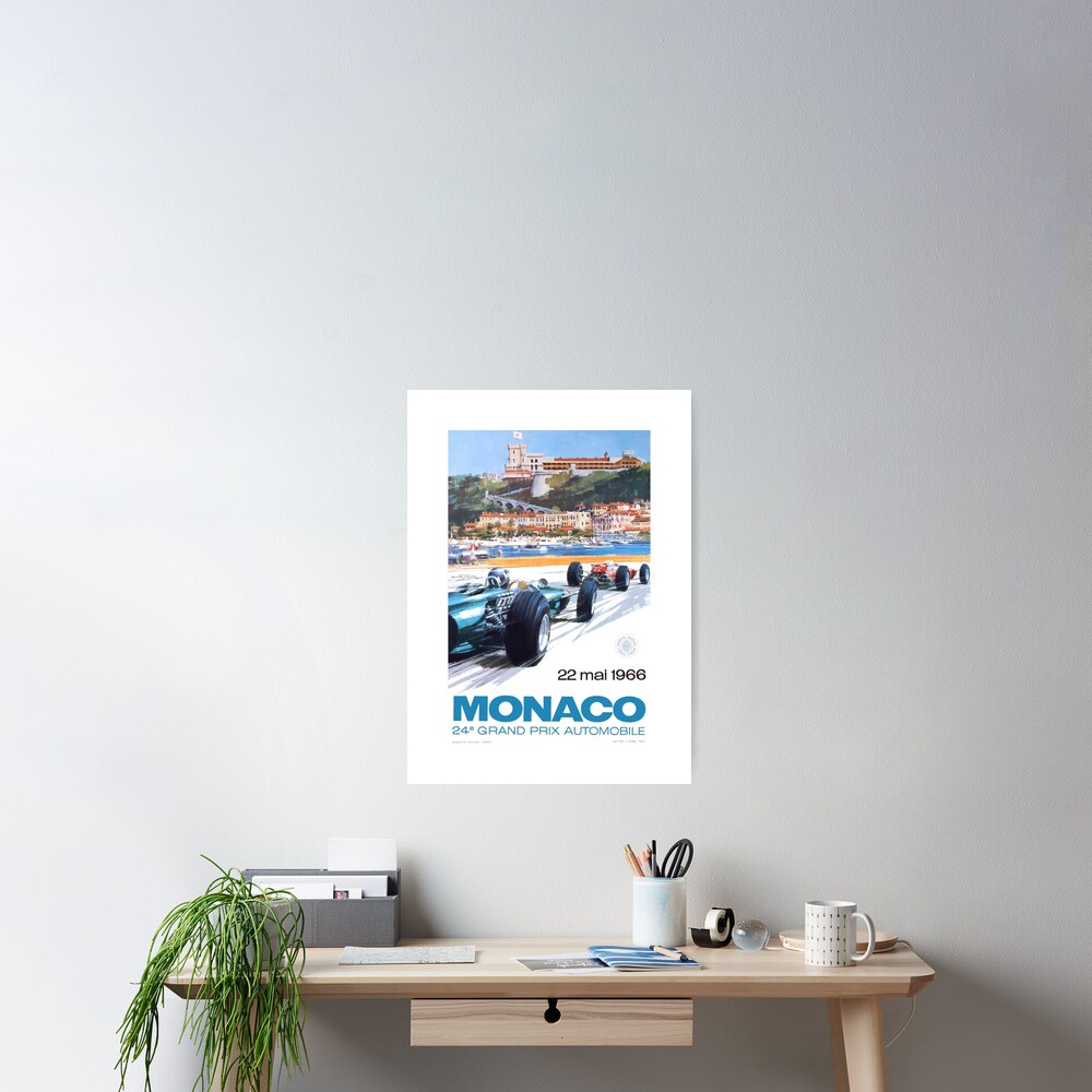 WallBUddy Monaco F Poster 1966 F Grand Prix Muurkunst Grand Prix Poster, Autorennsport, 50 x 70 cm : Wallbuddy