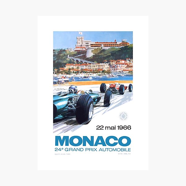 Affiche de course du Grand Prix de MONACO 1966 Impression photo