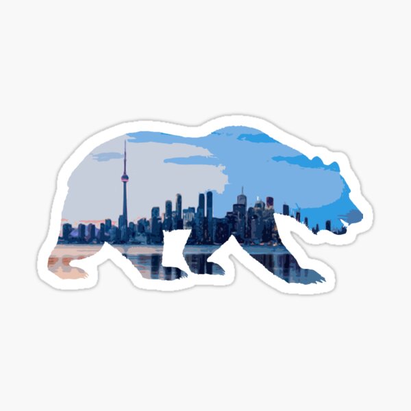Mountain bear with Toronto skyline Sticker