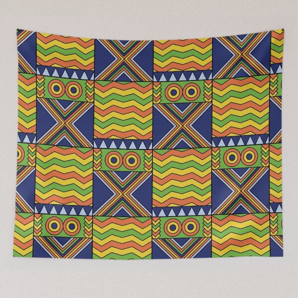 Item preview, African Kente Yellow Green Orange designed and sold by Bliss Find And Design.