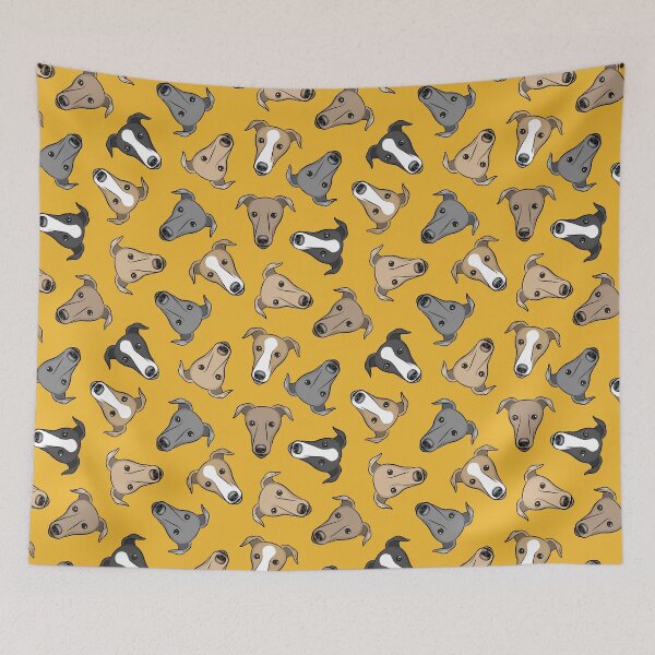 Item preview, Greyhound Faces - Mustard designed and sold by littlearrow.