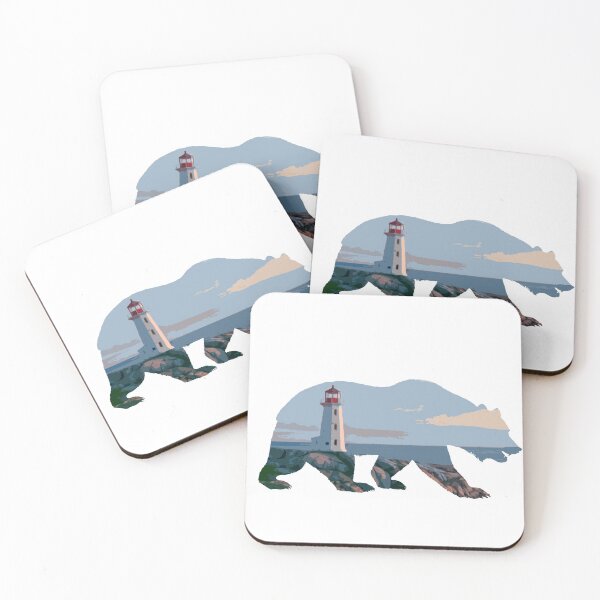 Item preview, Mountain Bear with Peggys Point Lighthouse Background designed and sold by Viajamoslowcost.