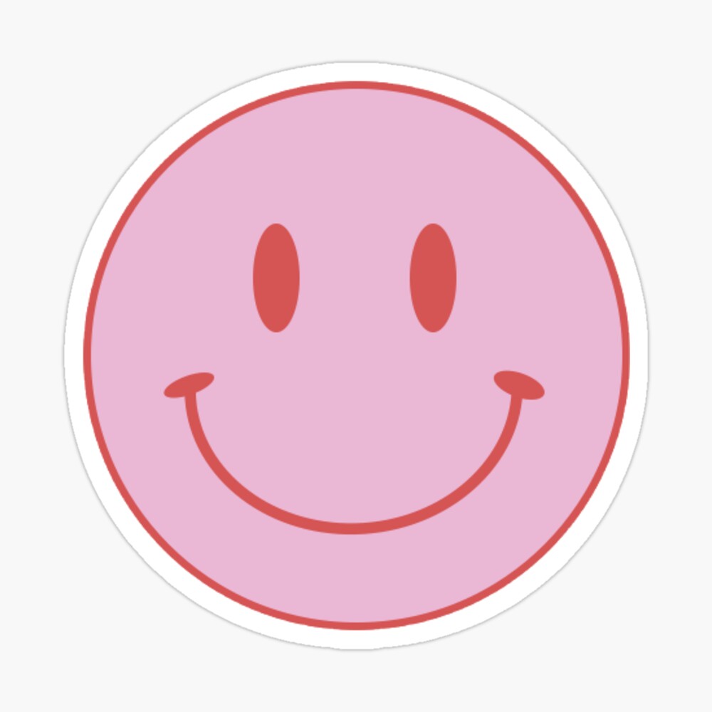 Large Pink and Red Vsco Smiley Face Pattern - Preppy Aesthetic