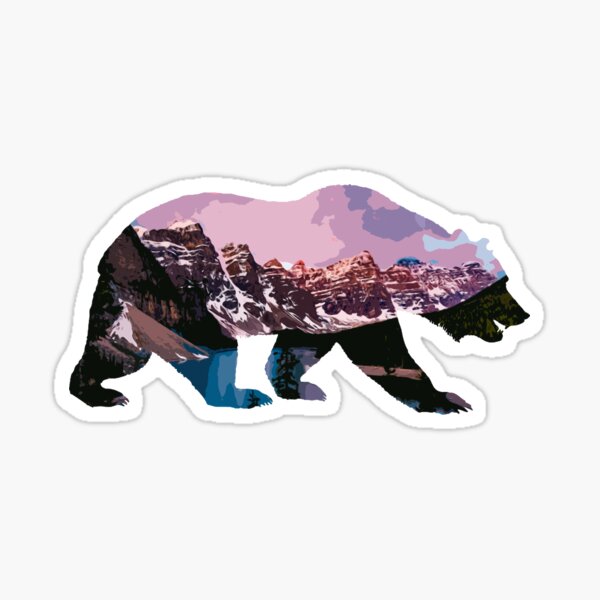 Bear Mountain with Canadian Rocky Mountains Background Sticker
