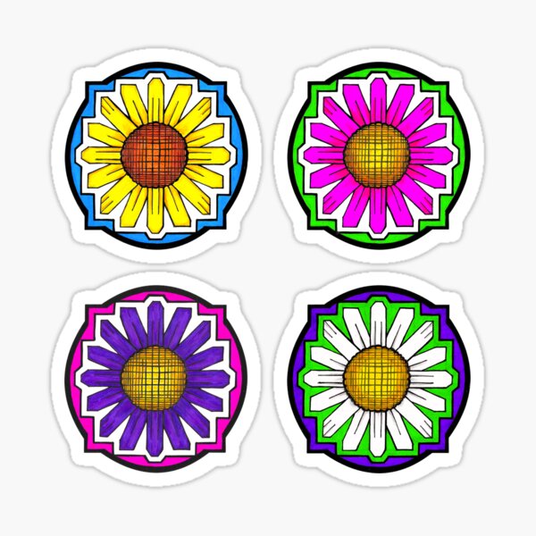 Graphic DAISY Doodle (four-flower set) Sticker