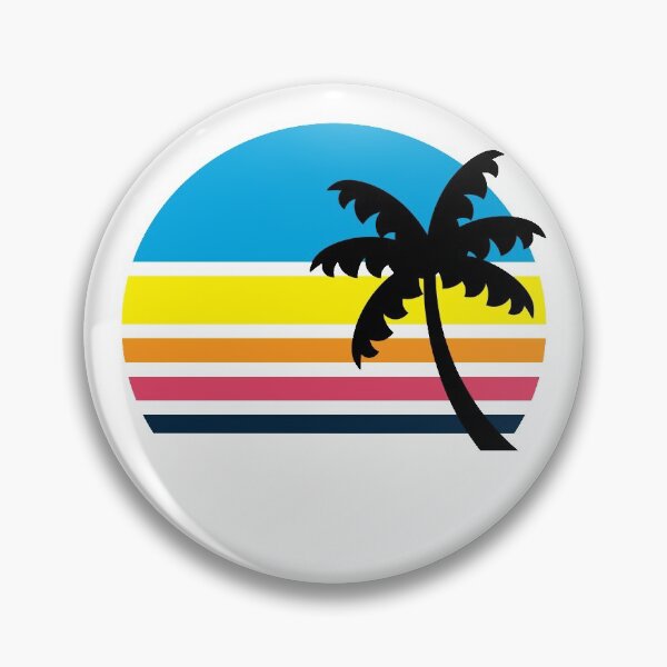 Item preview, Get all the retro vibes with this colorful striped sunset and palm tree designed and sold by pinkwinkpop.