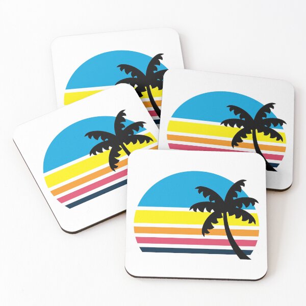 Item preview, Get all the retro vibes with this colorful striped sunset and palm tree designed and sold by pinkwinkpop.