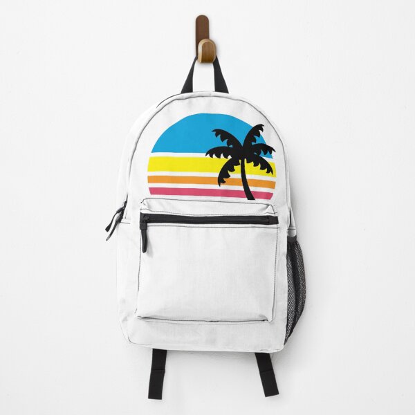 Item preview, Get all the retro vibes with this colorful striped sunset and palm tree designed and sold by pinkwinkpop.