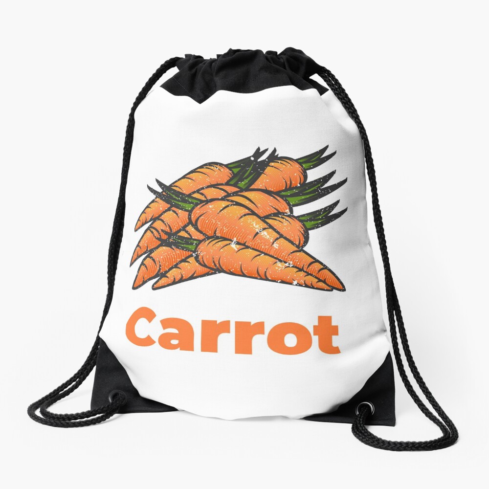 Carrot Vegetable with Name Drawstring Bag