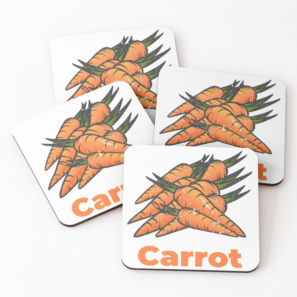 Carrot Vegetable with Name Coasters (Set of 4)
