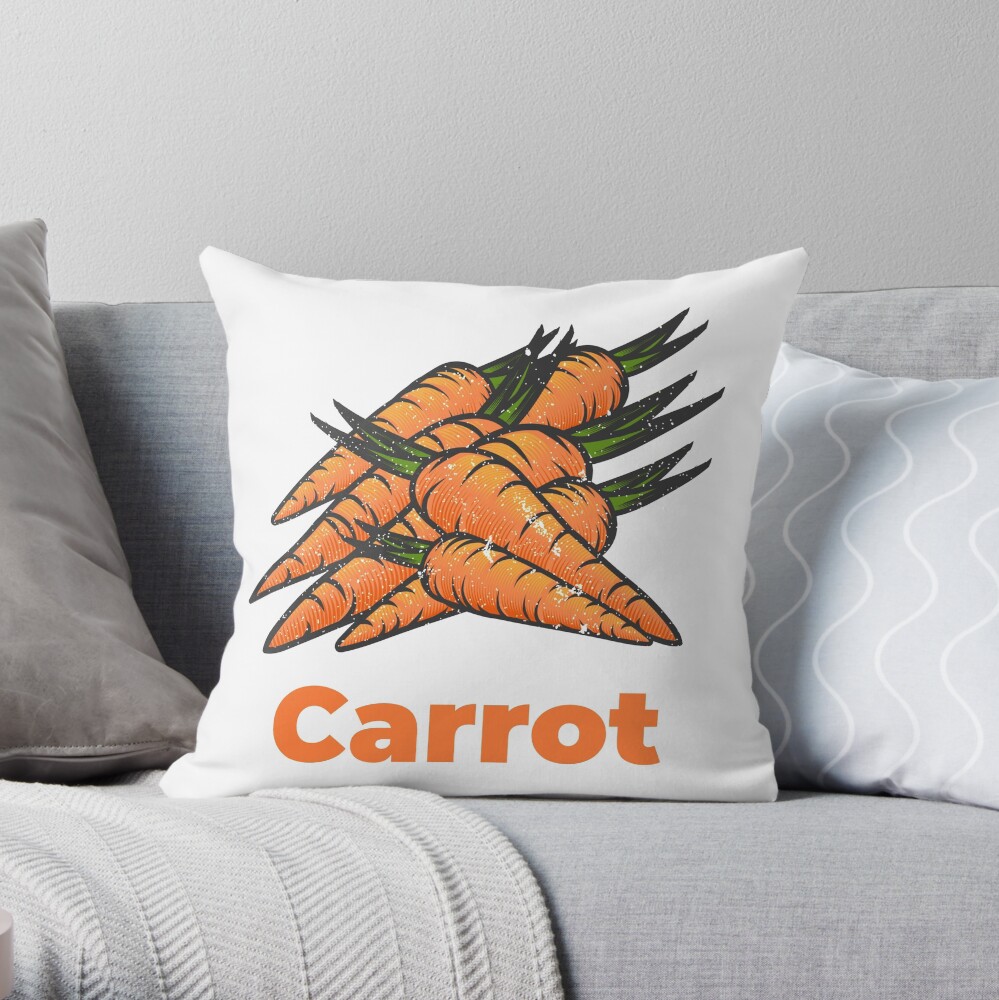Carrot Vegetable with Name Throw Pillow