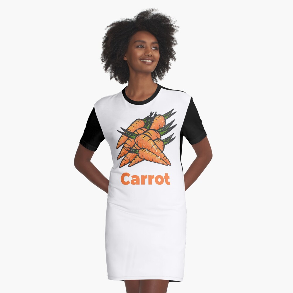 Carrot Vegetable with Name Graphic T-Shirt Dress