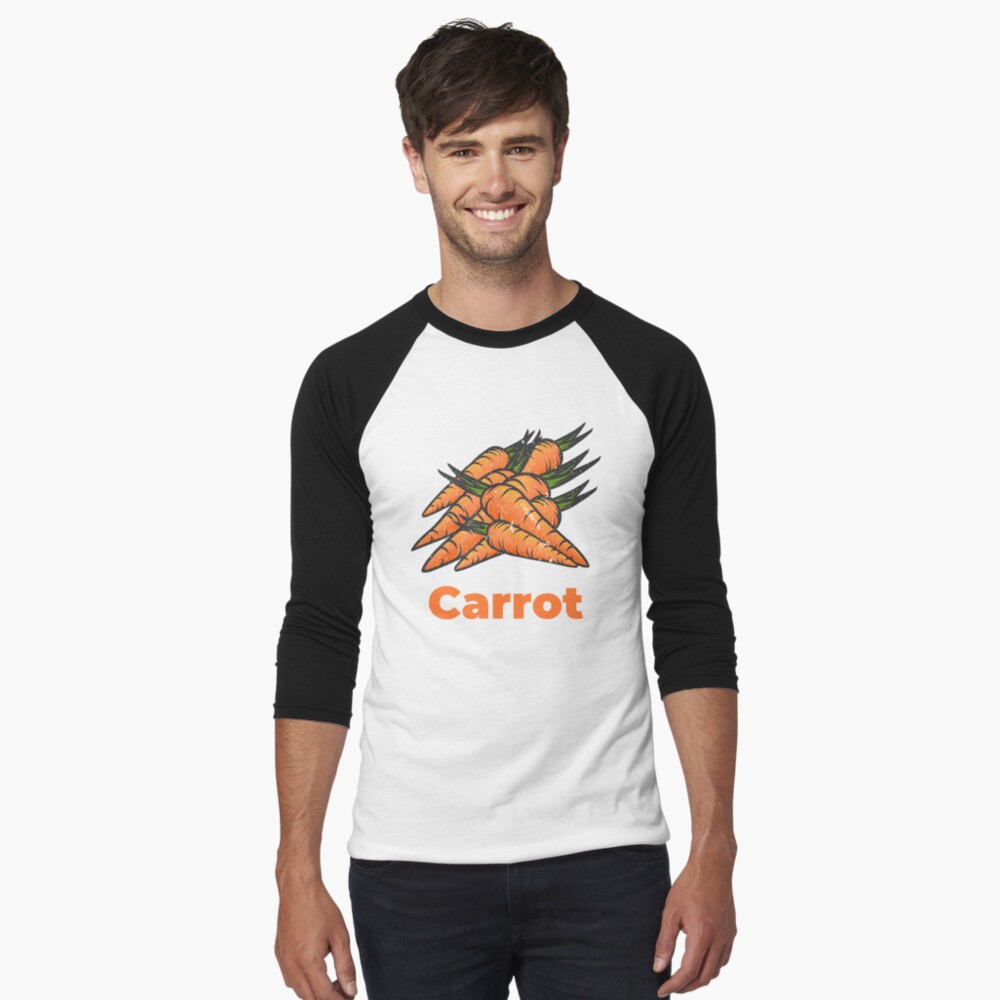 Carrot Vegetable with Name Baseball ¾ Sleeve T-Shirt