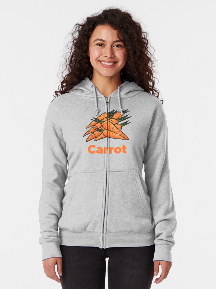 Alternate view of Carrot Vegetable with Name Zipped Hoodie