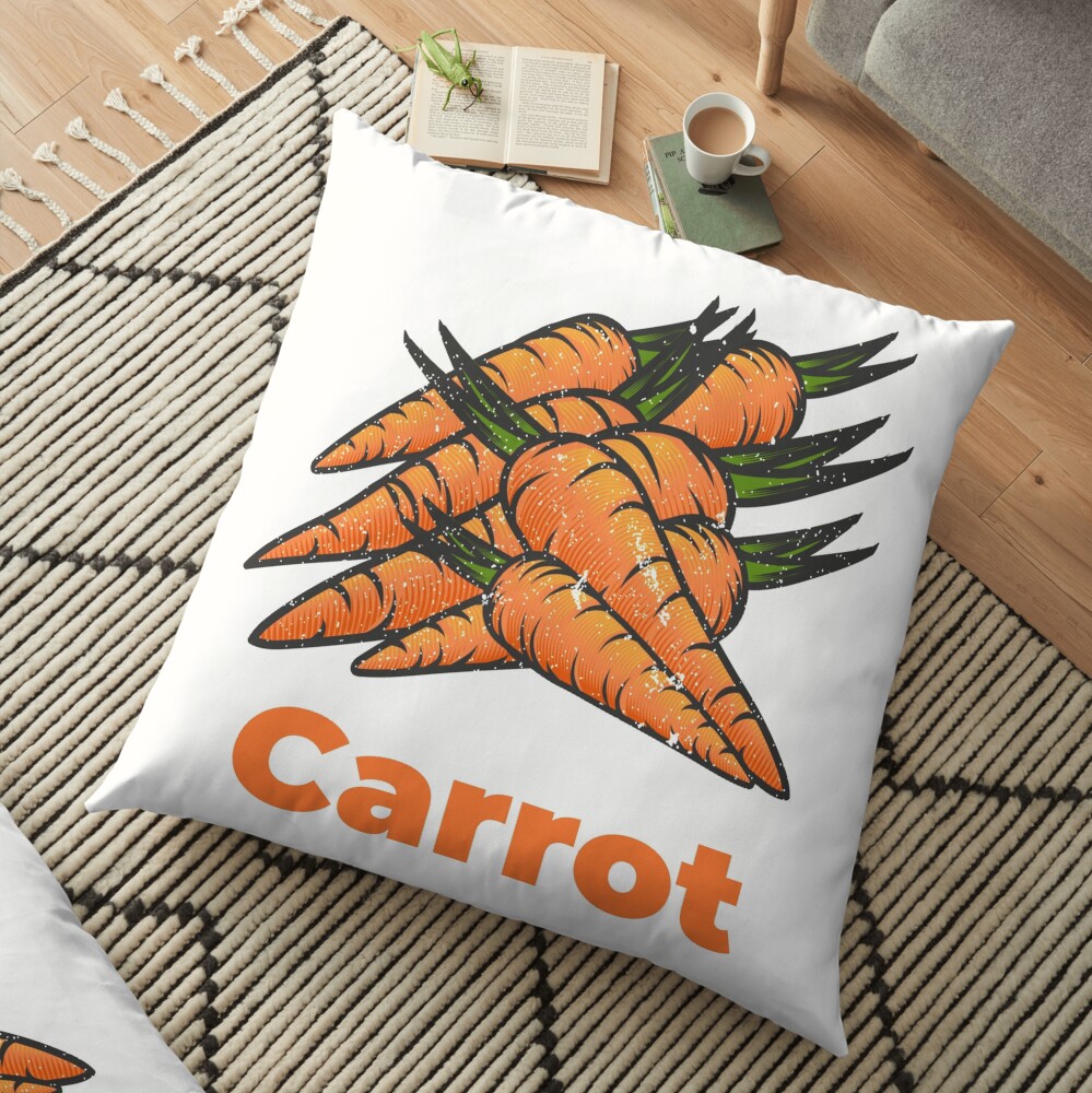 Carrot Vegetable with Name Floor Pillow