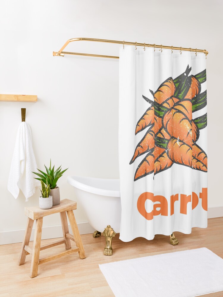 Alternate view of Carrot Vegetable with Name Shower Curtain