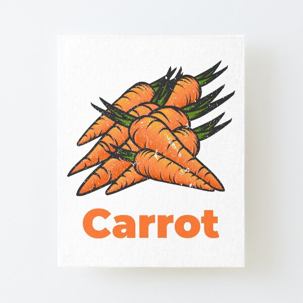 Carrot Vegetable with Name Canvas Mounted Print