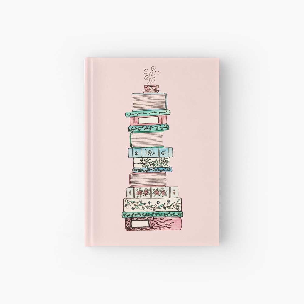 Pink and Blue Floral Bookstack Hardcover Journal