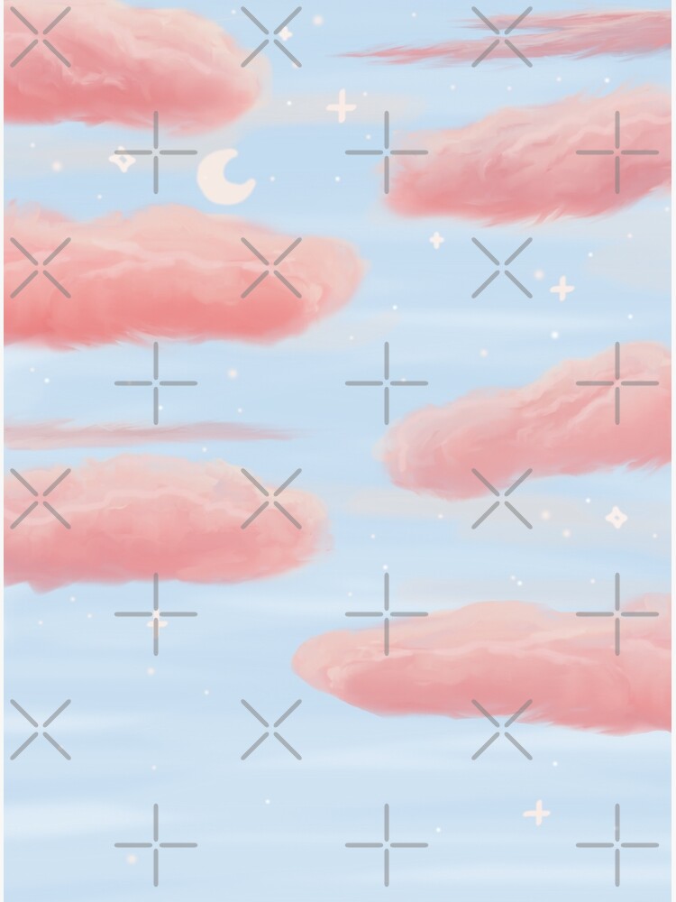 Aesthetic Pink Clouds With Stars In The Sky Poster By Marleew Redbubble