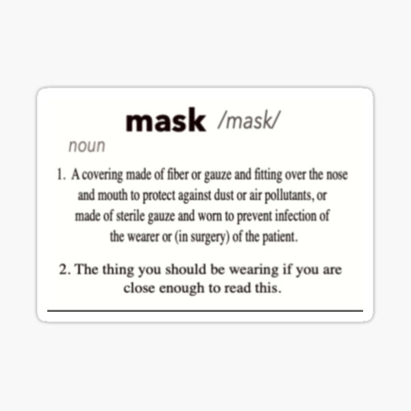 "Mask Definition Face Mask" Sticker for Sale by Glatorian14 Redbubble
