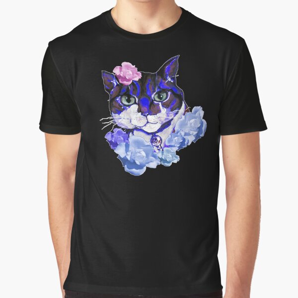 Vintage Cat and Roses Graphic T-Shirt