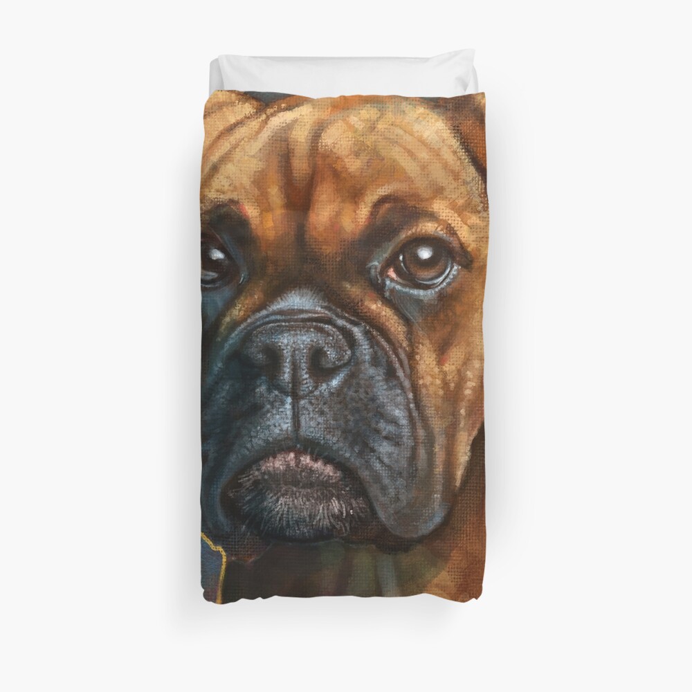 "Dog 10, Boxer." Duvet Cover by tutuart Redbubble