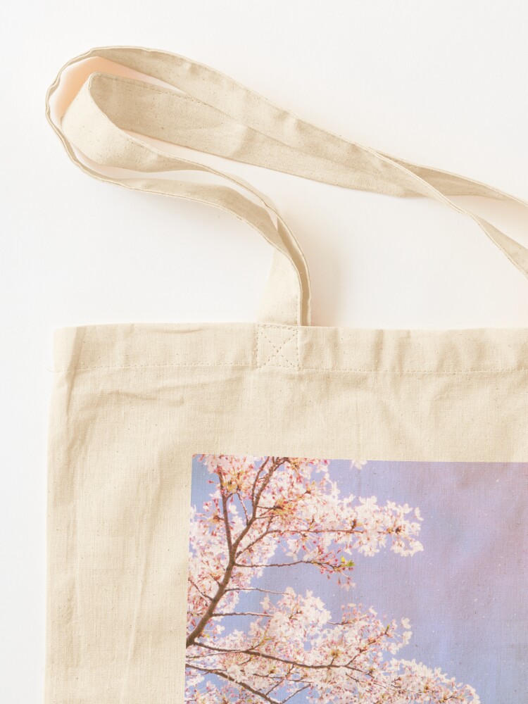 Delicate Pink Cherry Blossom Tote Bag by Catlane 