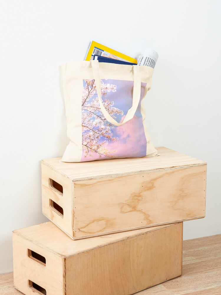 Delicate Pink Cherry Blossom Tote Bag by Catlane 