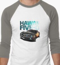Hawaii Five-O Black Camaro (White Outline) Men's Baseball ¾ T-Shirt