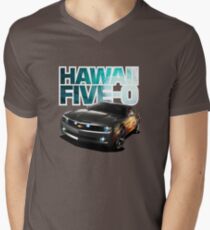 Hawaii Five-O Black Camaro (White Outline) Men's V-Neck T-Shirt