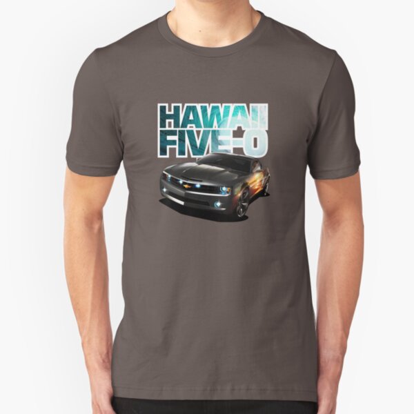 Hawaii Five-O Black Camaro (White Outline) Slim Fit T-Shirt