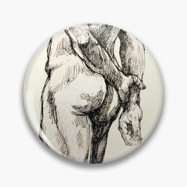 Item preview, Male Gluteus Maximus! ink drawing designed and sold by Roz McQuillan Fine Art & Photography.