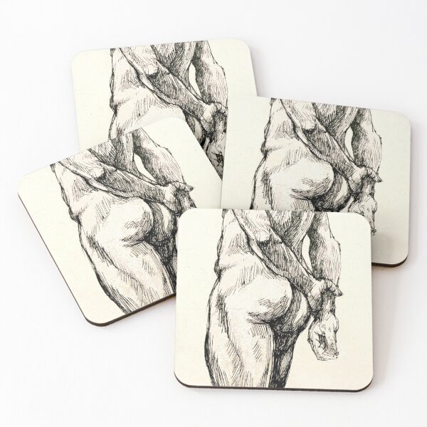 Item preview, Male Gluteus Maximus! ink drawing designed and sold by Roz McQuillan Fine Art & Photography.