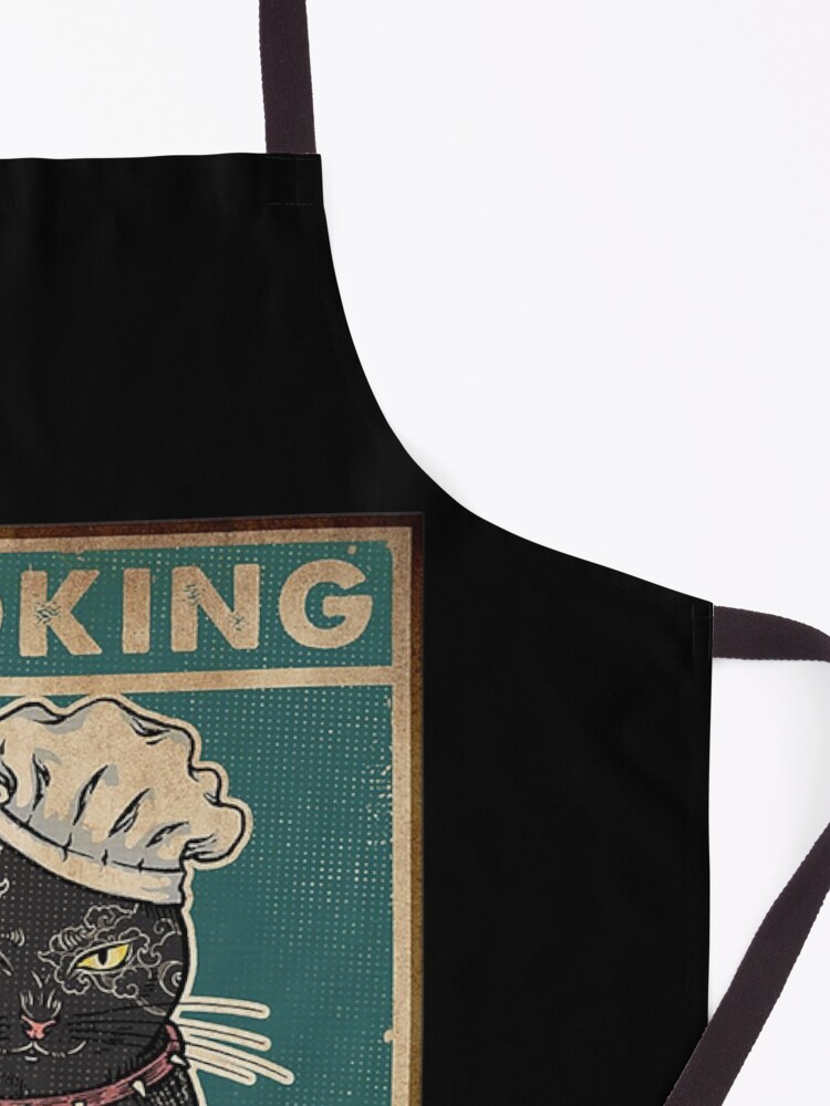 Alternate view of Black Cat Cooking because murder is wrong cat lover gifts Apron