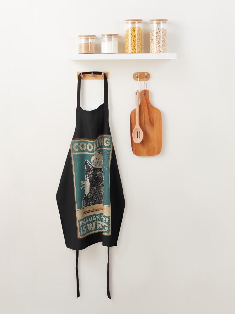 Alternate view of Black Cat Cooking because murder is wrong cat lover gifts Apron