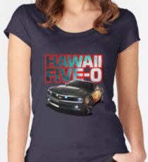 Hawaii Five-O Black Camaro (Red Outline) Women's Fitted Scoop T-Shirt