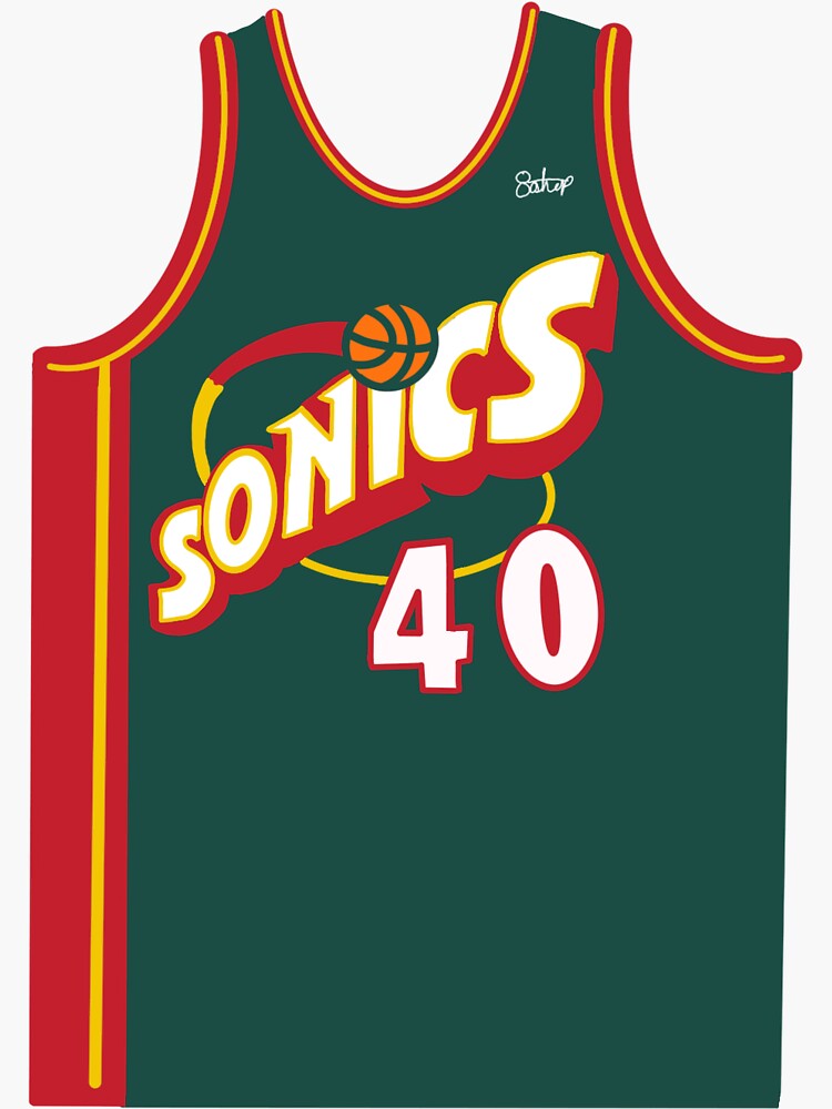 Super Sonics Retro Jersey Shawn Kemp Sticker for Sale by glosha