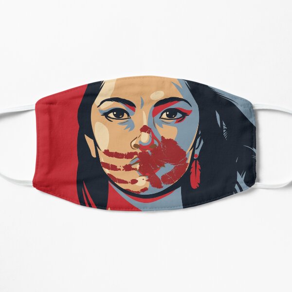 MMIW Awareness Native American Woman Artwork For The Missing and Murdered Indigenous Women Version 2 Flat Mask