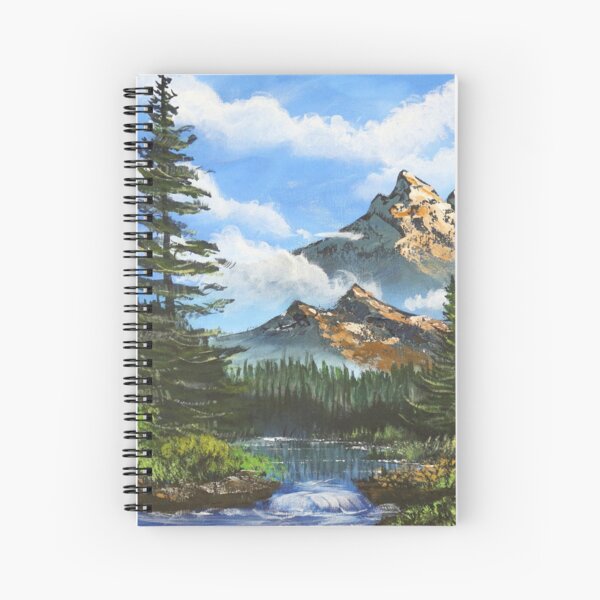 Bob Ross Inspired Landscape - Mountain Art Spiral Notebook
