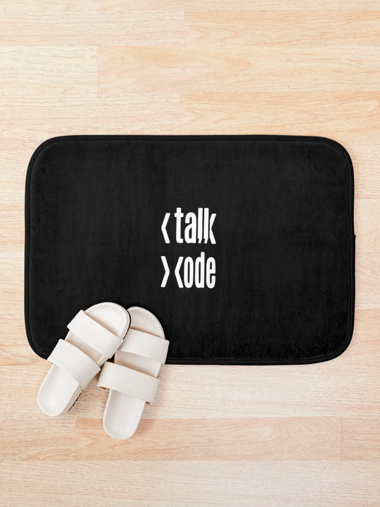 Thumbnail 1 of 6, Bath Mat, Less Talk More Code designed and sold by cheeryscript.