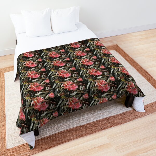 Pink Flowering Gum by Avril Thomas, South Australian artist Comforter