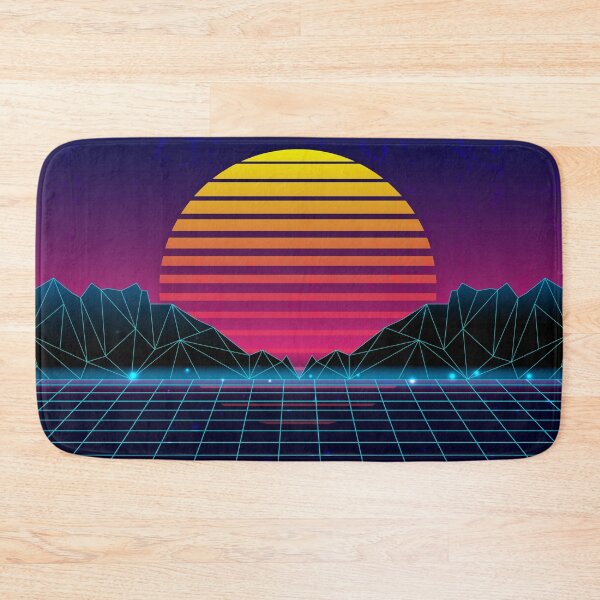 Future Synthwave Aesthetics Bath Mat