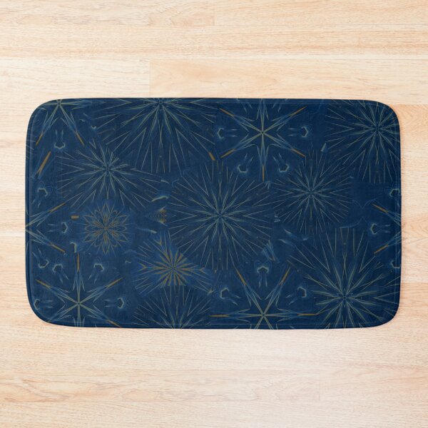 Item preview, Prussian Blue and Copper Mandala Geometric Pattern Set - variation 2 - seamless, larger scale, more orange. designed and sold by wild.geranium.design.