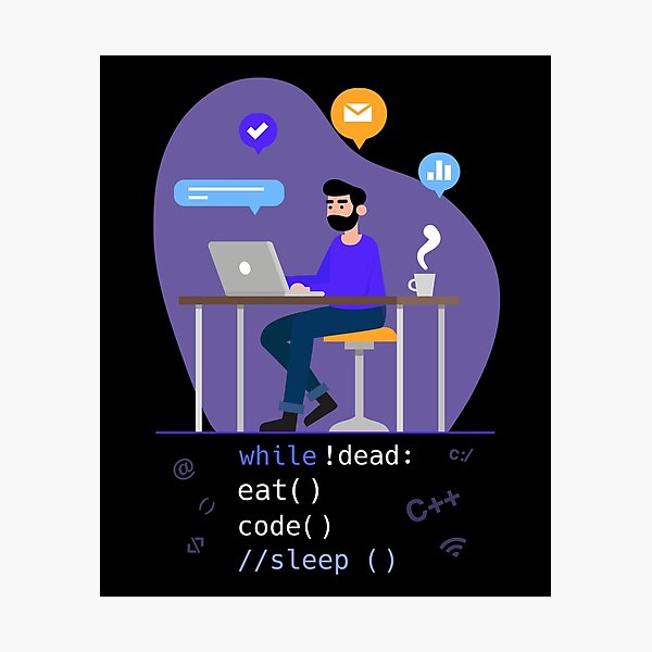 Artikel-Vorschau von Essen Schlafcode Informatik Programmieren Design drucken, designt und verkauft von Lisbob.