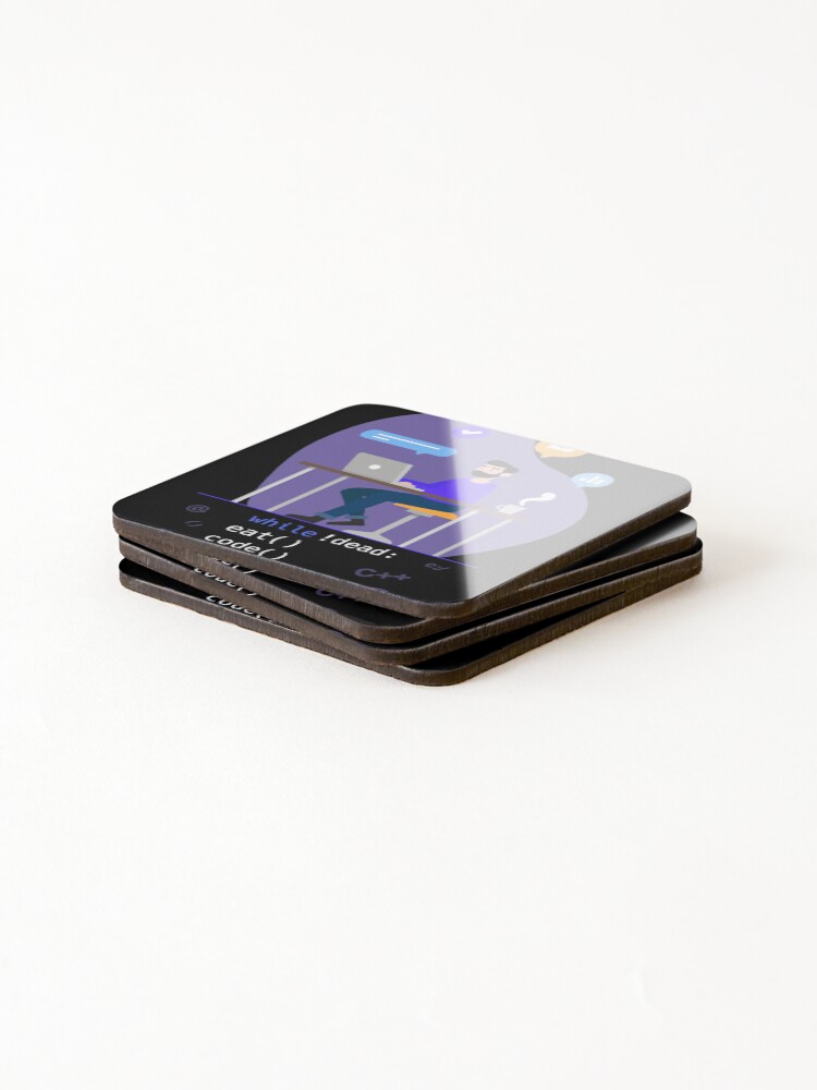 Thumbnail 4 of 5, Coasters (Set of 4), Eat Sleep Code Computer Science Programming design print designed and sold by Lisbob.