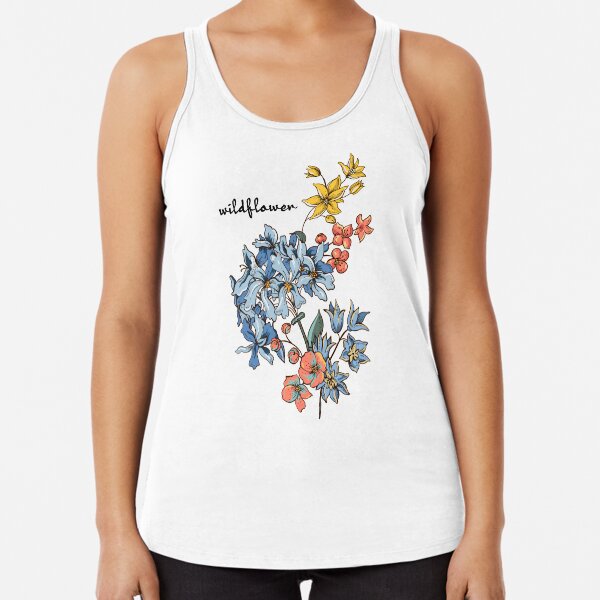 Graphic T Shirt for Women Womans Floral Workout Tank, Botanical Floral Muscle Tank Top Wildflower Shirt Sunflower Tank Gift for Her