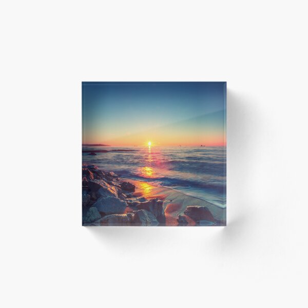 Sunset On A Beach Acrylic Block