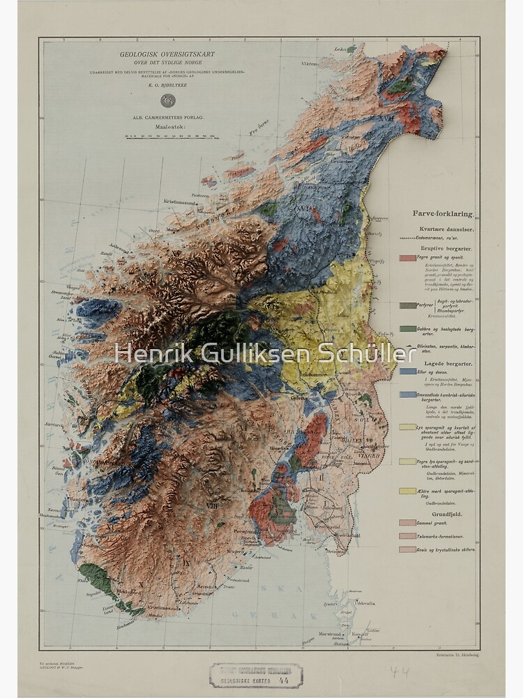 Discover Geological map of Norway (1910) - 3D-rendered Premium Matte Vertical Poster